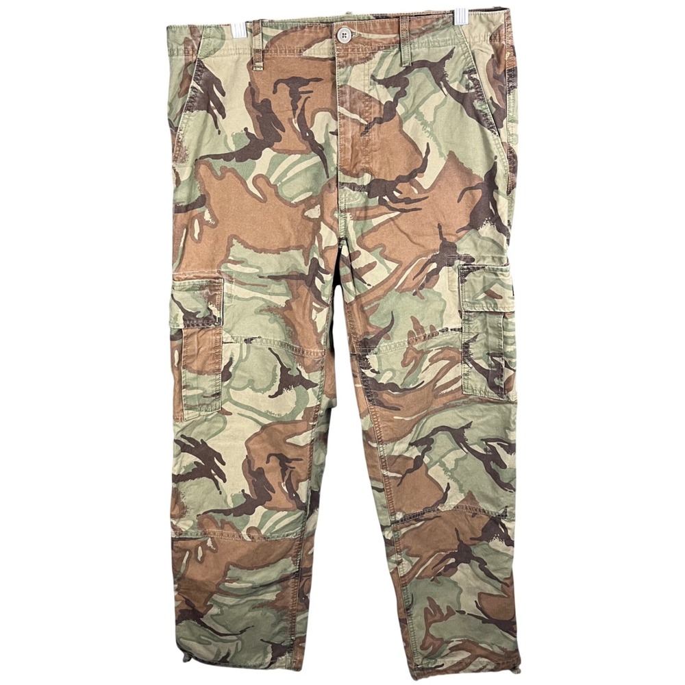 Superdry Cargo Pants Men's 34 Green Camo Utility Military Straight Leg